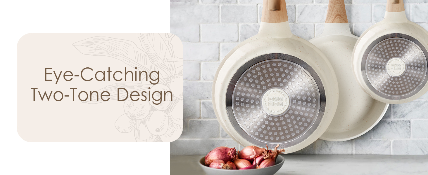 Набір сковорідок з антипригарним покриттям RIOVARM з кришками для індукційних плит. Набір посуду з гранітним покриттям, без PFOA, сковорода для омлетів 20/24/28 см