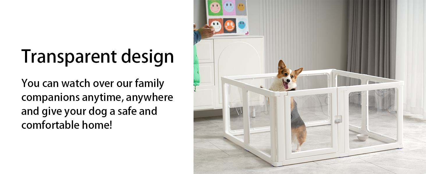 Летіж для цуценят на 8 місць, розкладний, 60 см, прозорий, для собак, котів, кроликів та дрібних тварин, з неслизьким дном, білий