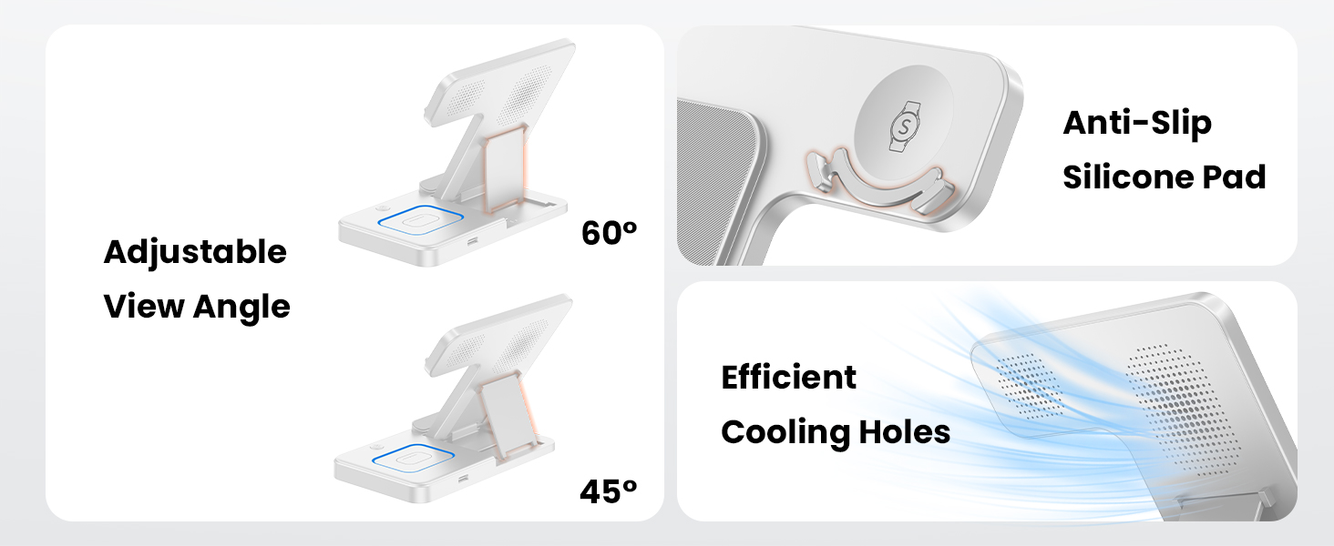 Зарядний пристрій GEEKERA 3-в-1: для Samsung Galaxy S25/S24/S23/S22, Galaxy Watch 8/7/6/5/4/3 та Galaxy Buds