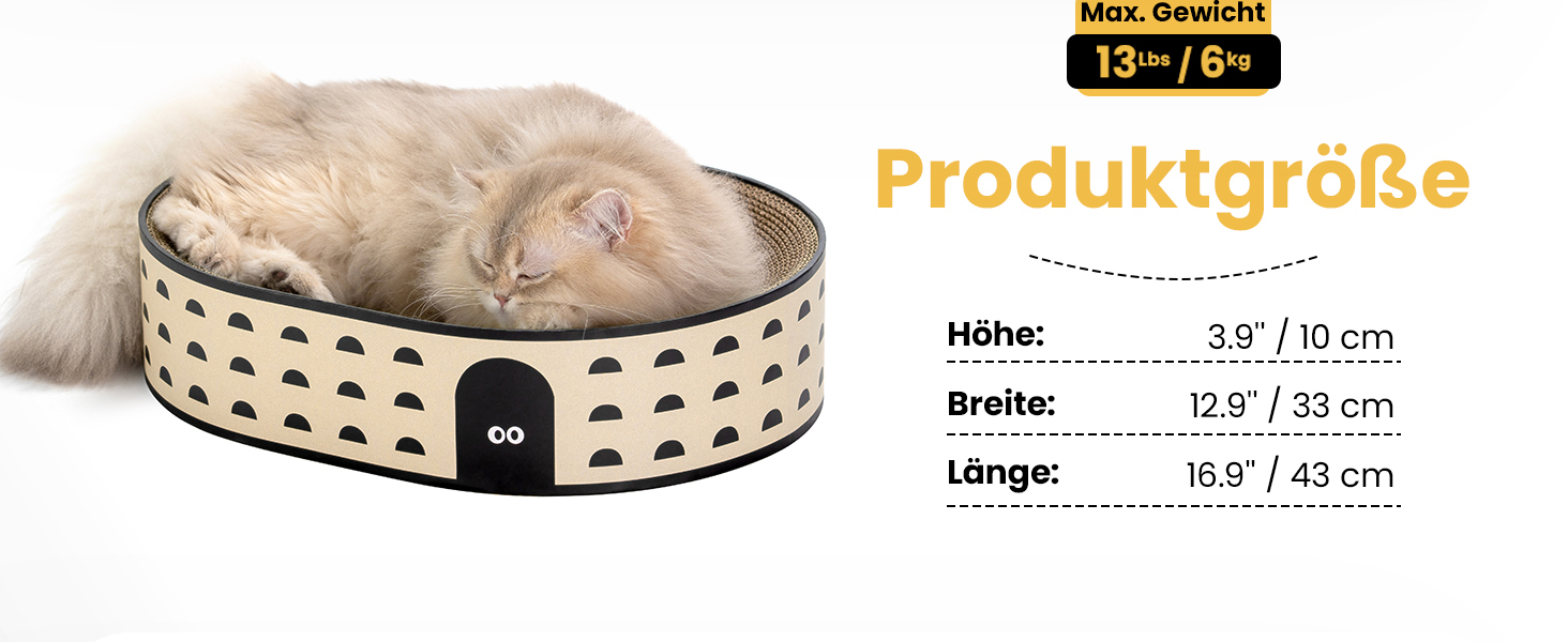 Кігтеточки для котів Conlun 2 в 1: овальні кігтеточки-ліжка, з мискою, з гофрокартону (43x33x10 см)