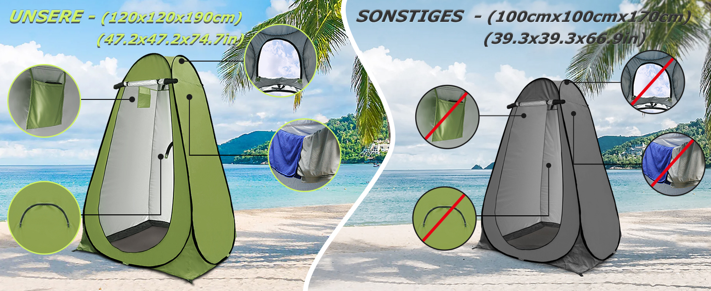Riggoo Pop Up Privacy Tent - Portable Toilet & Changing Tent for Camping & Beach - UV40+ Sun Protection - Green