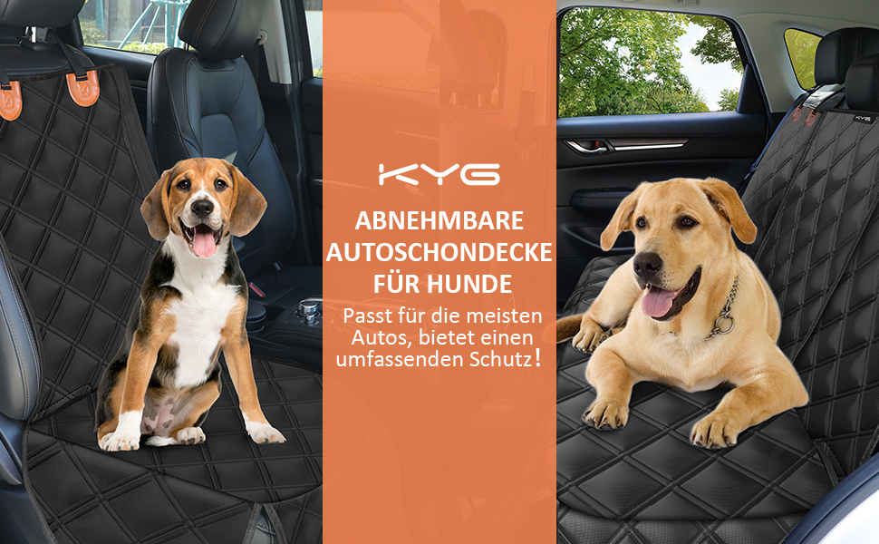 KYG Pet Seat Cover - Waterproof, Non-Slip, Scratch-Resistant Back Seat Cover for Dogs & Kids - Includes Seat Belt for Dogs - Fits Most Cars, Trucks & SUVs - 135x56x45cm, Removable