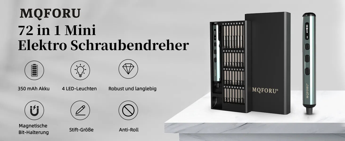Набір мініатюрної електричної викрутки 72 в 1 з прецизійними бітами, 64 магнітні насадки, 5 режимів крутного моменту, 4 LED-лампи, для ремонту телефонів, годинників, камер