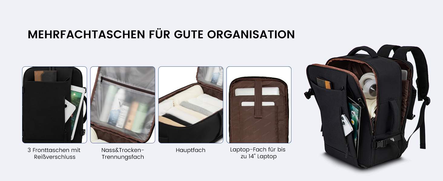 Рюкзак LOVEVOOK для ручної поклажі 45x36x20 см, 30L, для ноутбука 15.6