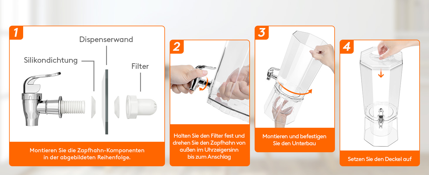 Диспенсер для напоїв Lifewit 4L з краником та підставкою, пластиковий диспенсер для води, лимонаду, соку, для вечірок та буфетів