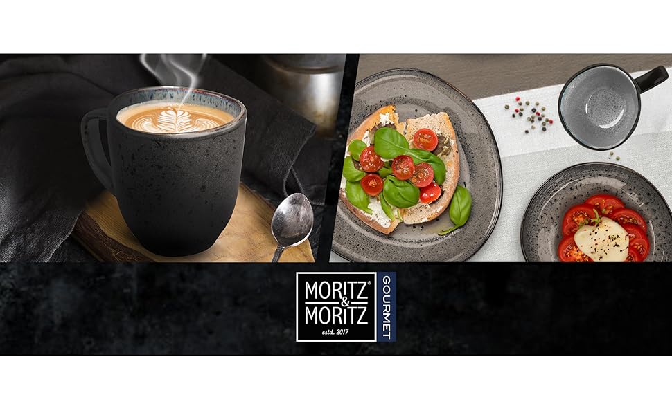 Набір келихів для кави Moritz & Moritz ORGANIC 6 шт. - сірий керамічний набір з неповторним градієнтом кольору, придатний для миття в посудомийній машині