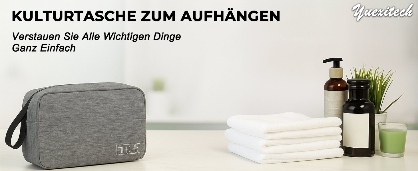 Чоловіча туалетна сумка-органайзер для підвішування, сіра. Водонепроникна дорожня туалетна сумка з гачком