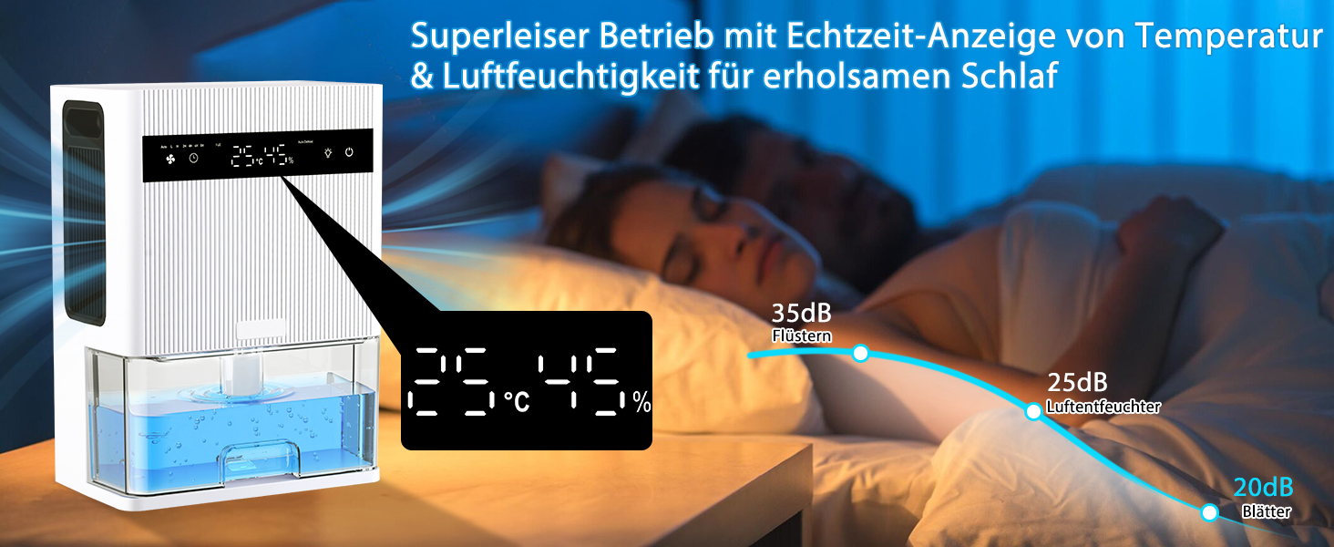 Електричний осушувач повітря 3000 мл з LED-дисплеєм, тихий осушувач для дому, ідеальний для квартири, ванної кімнати, підвалу, з автоматичним вимкненням та кольоровою нічною підсвіткою