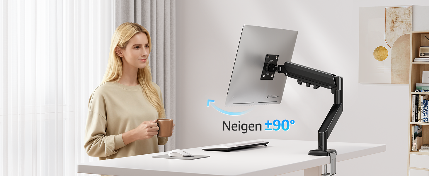 Кріплення для монітора MOUNTUP, 13-32 дюйми, 2-9 кг, VESA 75/100mm, газ-амортизатор, 360° оберт, регулювання висоти, нахил, EU8015B, Single arm