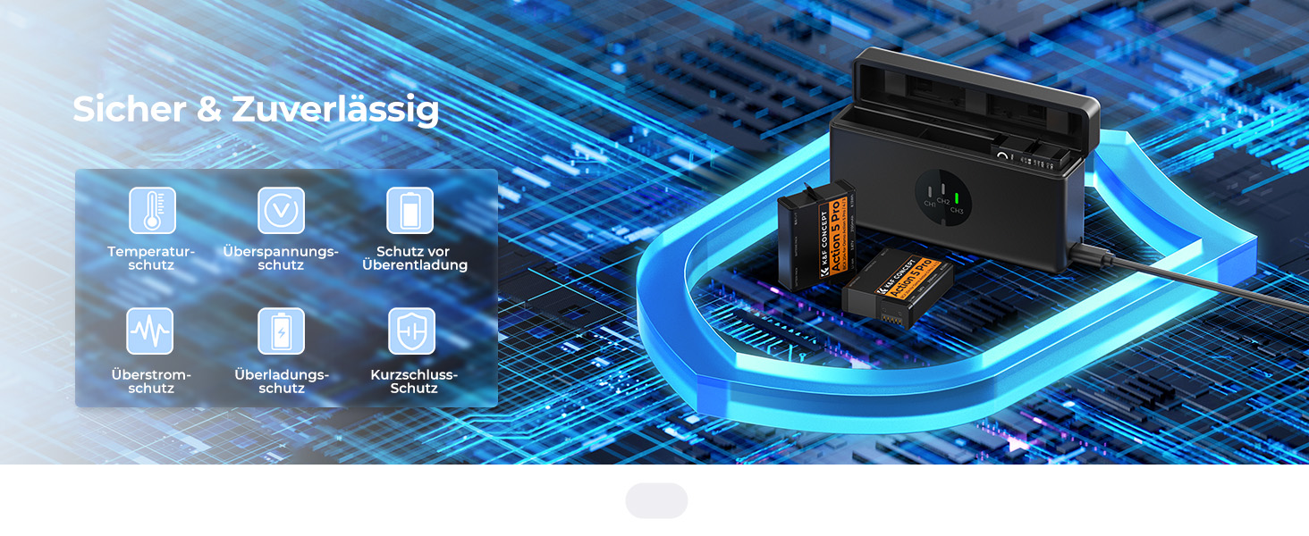 Набір акумуляторів K&F CONCEPT Osmo Action 5 Pro (3 шт.) з тризарядним пристроєм, 2100 mAh, сумісний з DJI Osmo Action 5 Pro, 360, 6, 4, 3