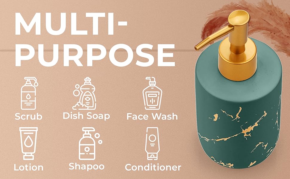 Дозатор для мила JJ PRIME, 400 мл, чорний, кераміка, з помпою, для кухні та ванної кімнати