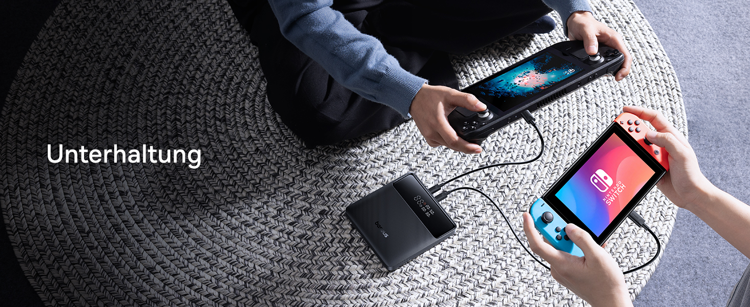 Power Bank Baseus 20000mAh 100W PD: Швидка зарядка для ноутбуків, MacBook, iPad, iPhone, Samsung та інших пристроїв (Чорний)