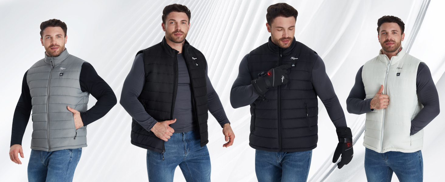 Обогреваемая жилетка для мужчин Telguua с Powerbank 12000mAh, USB, 3 температурні режими, 4 зони обігріву, для катання на лижах та роботи на вулиці, чорний