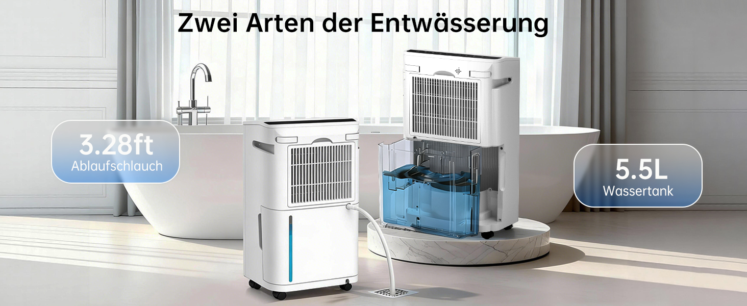 Електричний осушувач повітря 20L для підвалу та кімнат, тиха робота 39dB, таймер, шланг 1м, гарантія 10 років