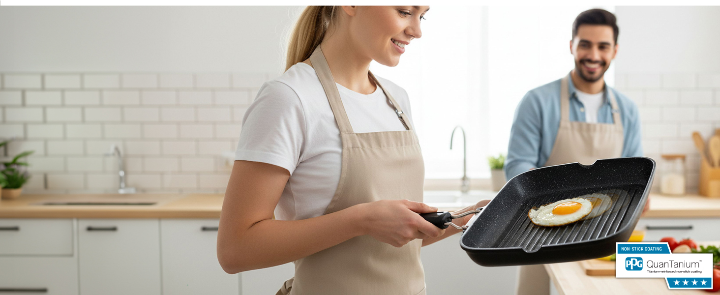 Гриль-сковорода Brieve Black Titanium індукційна, алюмінієва з антипригарним покриттям, складана, 34x24 см