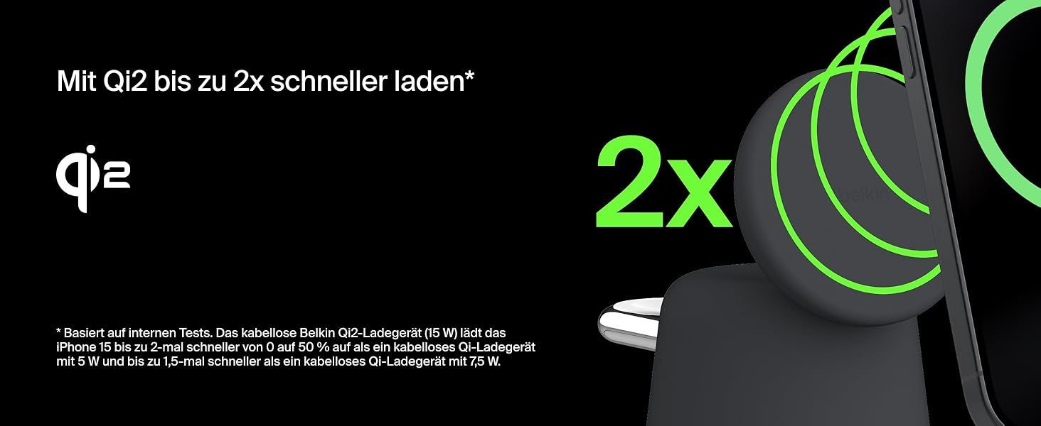 Belkin BoostCharge Pro 2-в-1: Бездротова зарядка Qi2 15W MagSafe для iPhone, Apple Watch, AirPods (Чорний)