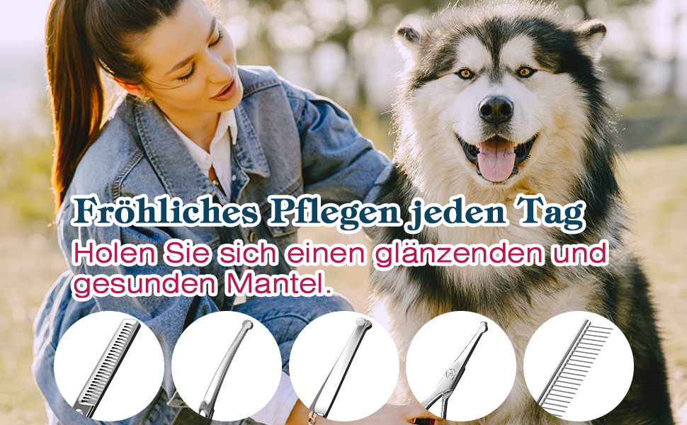 Набір професійних ножиць для грумінгу собак Pawaboo (5 шт.) з безпечними закругленими кінчиками. Ідеально для догляду за шерстю собак та котів. Рожевий колір.