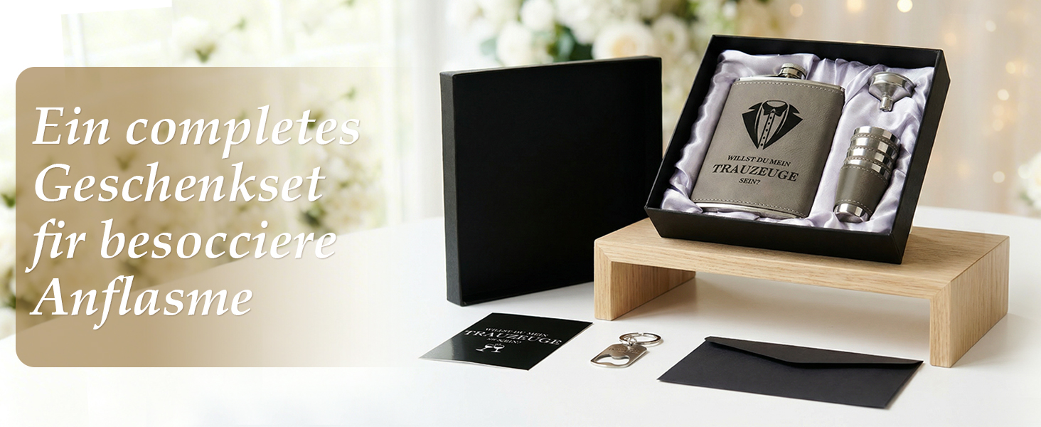 Персоналізований набір фляг 8oz з гравіюванням – фляга з нержавіючої сталі, 4 склянки, воронка та подарункова коробка для дружби, подарунок на весілля для чоловіків та жінок, сірий колір