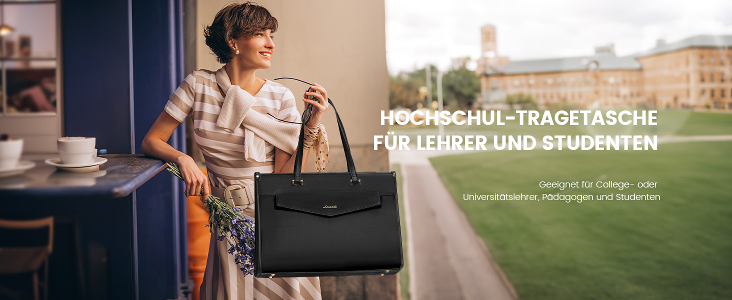 Сумка для ноутбука LOVEVOOK жіноча водонепроникна, сумка для роботи та навчання, бізнес-портфель, 17.3 дюйми, чорний/бежевий/коричневий