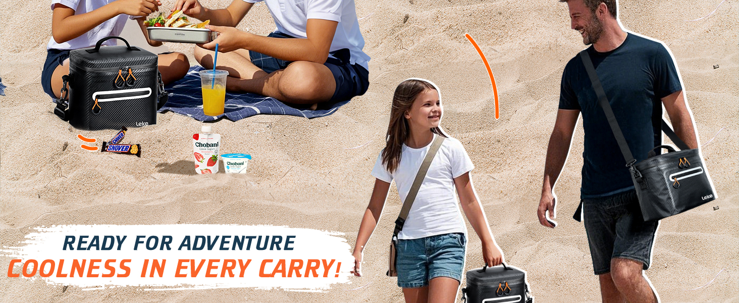 Lekesky 12/20L Ізольована Холодильна Сумка – Переносна Сумка для Пікніків, Походів, Пляжу, Барбекю, Чорна 12/20L