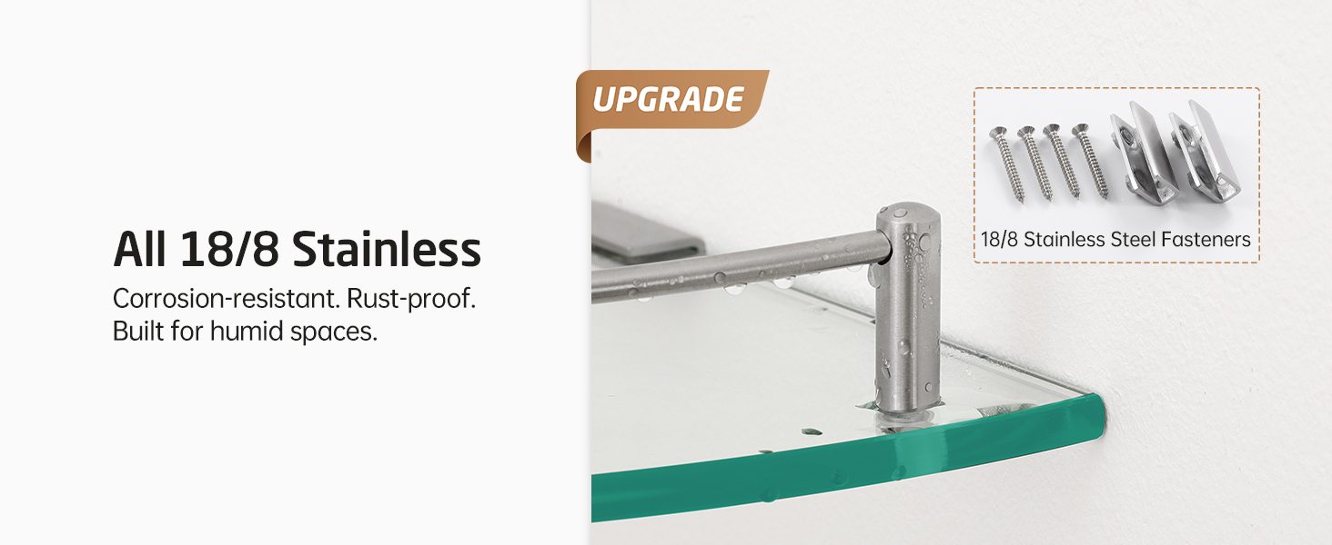 Скляна поличка для душу KES - 2 шт. з нержавіючої сталі (SUS304) для ванної кімнати