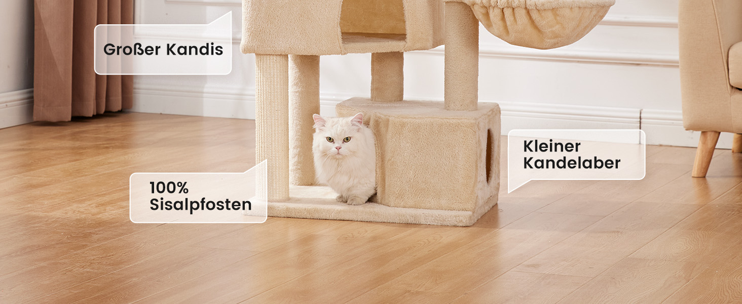 Кігтеточка-кліматична кімната для котів Gardner Pet Katzenbaum, 165 см, бежева