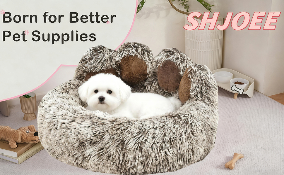 М'яке ліжко для собак та котів у вигляді ведмежих лапок, діаметр 50 см, теплий затишний сон для маленьких та середніх собак/котів/кроликів, легко миється