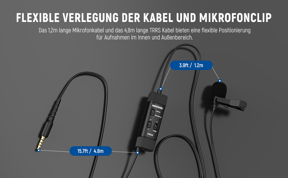 NEEWER Мініатюрний USB-C Лавалерний Мікрофон 2 шт. для iPhone 16 15 Pro Max, Android, Телефонів, Планшетів, ПК, з кабелем 2м (CM10 з 3.5mm TRRS штекером)