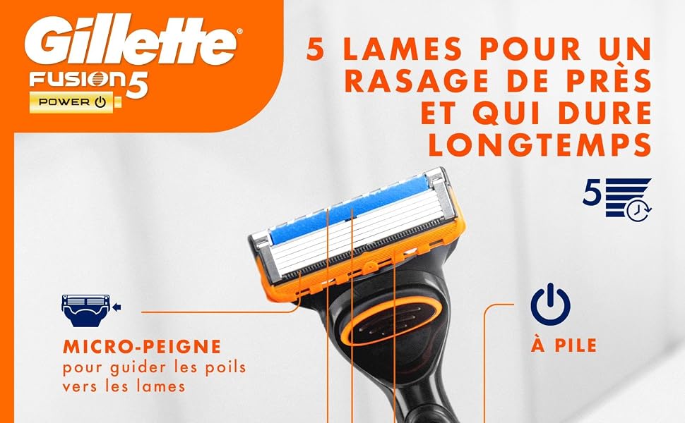 Бритва Gillette Fusion 5 Power для чоловіків, металева, чорна (станок + запасні касети)