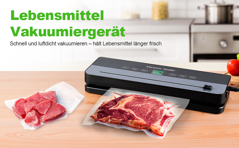 Вакуумний пакувальник Obecilc 7-в-1 з ріжучим ножем, 65 кПа, сухий/вологий режим, 10 пакетів, для дому та ресторану