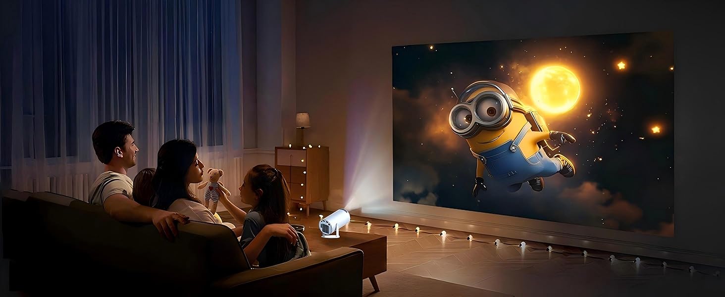Портативний проєктор 4K, 1080P FHD Mini проєктор, сумісний з Android та Netflix, WiFi 6, BT 5.0, поворот на 180°, автоматична корекція трапецеїдальних спотворень