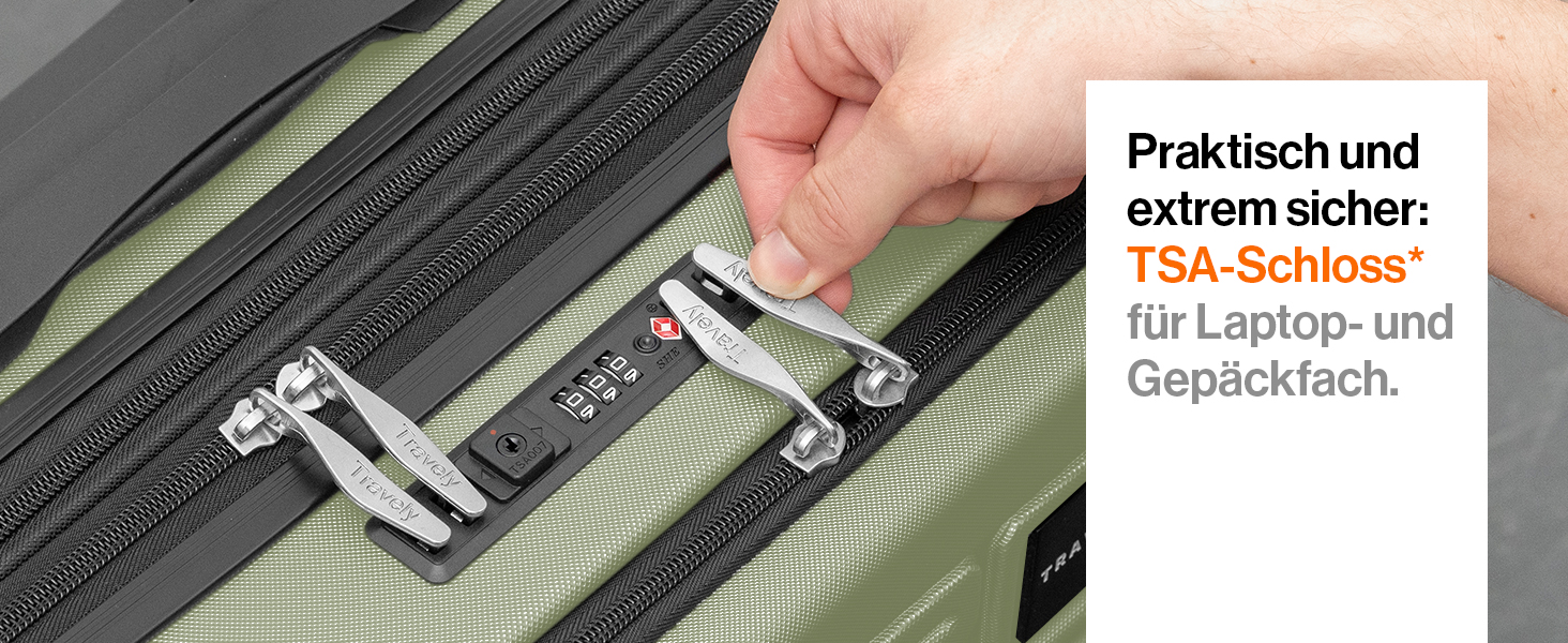 Чемодан Travely з полікарбонату, 77 см, XL, 100 л - міцний валіза з TSA замком та відділенням для ноутбука (55x40x23 см), колір: Небесно-зелений