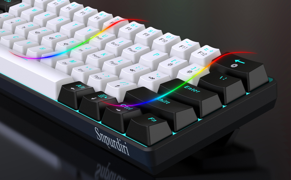 Механічна ігрова клавіатура Snpurdiri 60% з блакитним LED-підсвічуванням, 61 клавіша, Anti-Ghosting, червоний перемикач, компактний дизайн