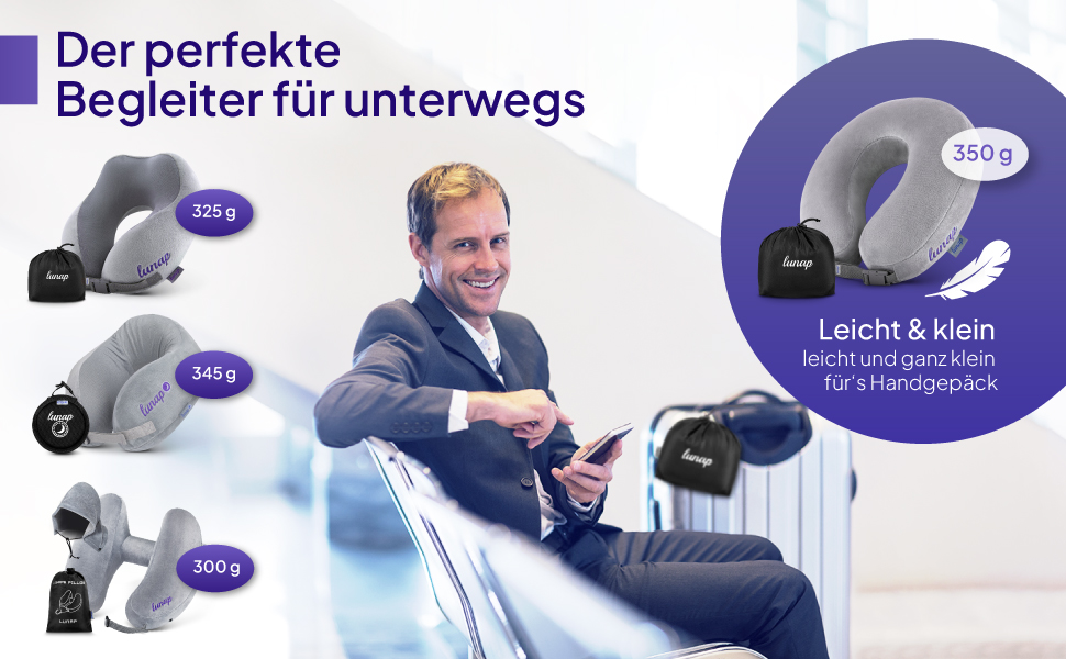 Подушка для шиї Travel Pillow Roundy O сірого кольору | Подушка для подорожей в літак, авто | Memory Foam, дихаюча тканина, знімна наволочка