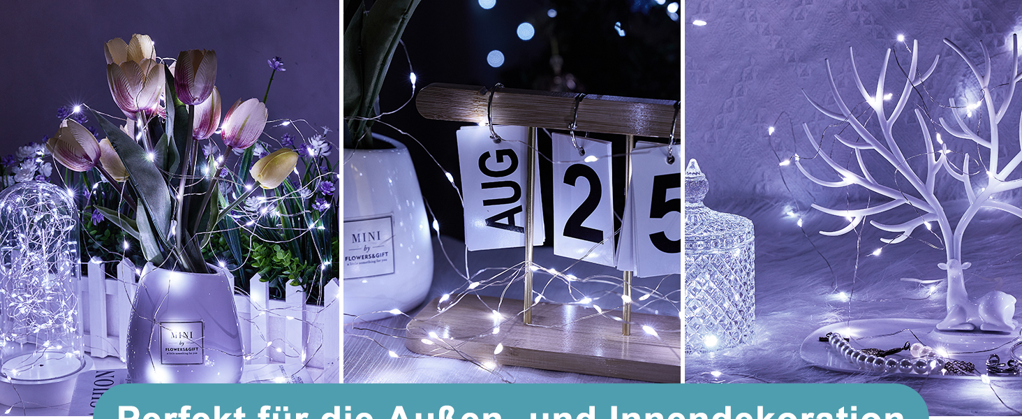 LED гірлянда світлодіодна, 23м, 200 LED, на батарейках, з таймером, 8 режимів, для дому та саду, на Різдво, Великдень, вечірку, декорування (1 шт, холодне біле світло)