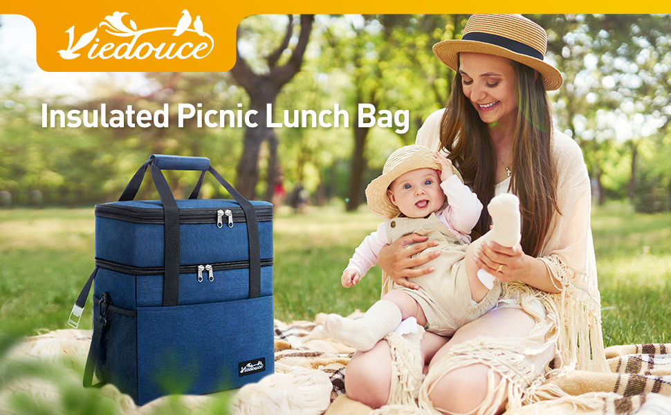 Термосумка Viedouce 21L: ізольована сумка-холодильник для пікніків та подорожей (синій)