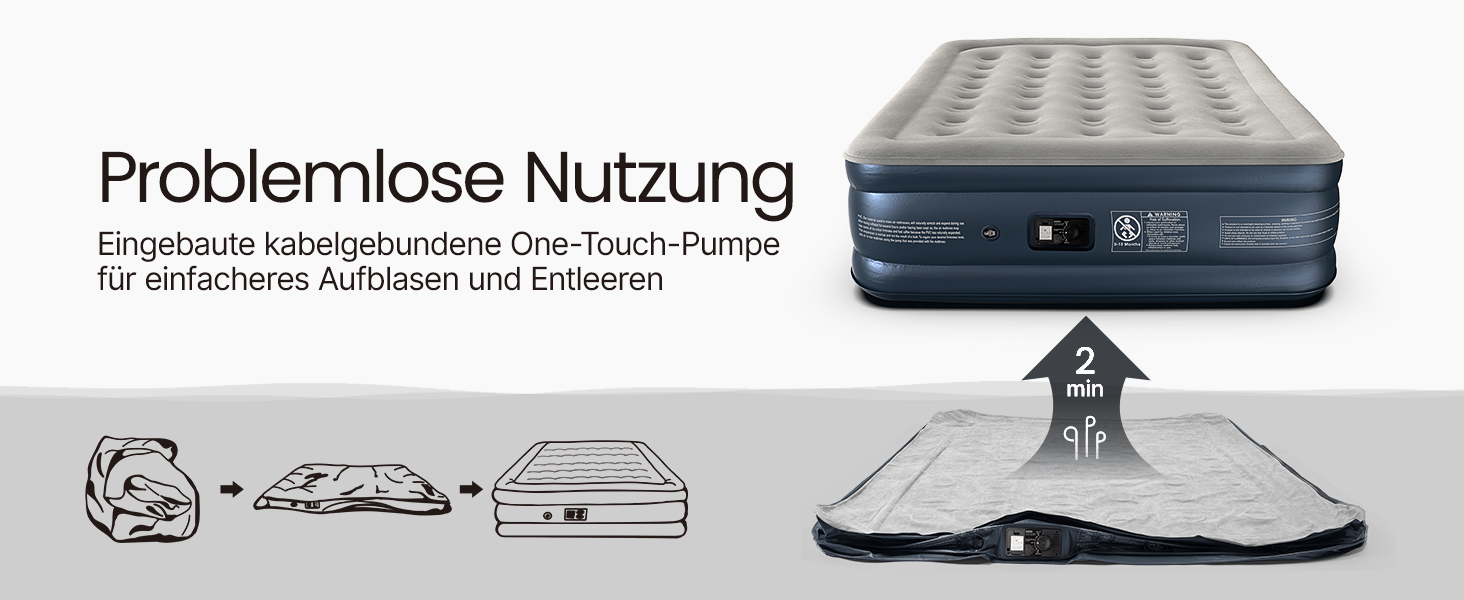 Надувний матрац iDOO з електричною помпою, самонадувний, 137x193x46 см, для дому та кемпінгу