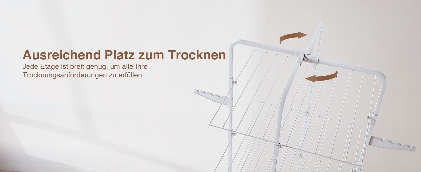 Стійка для сушіння білизни Innotic з 4 рівнями, складна та компактна на колесах, 168 см, для балкону та маленьких квартир, біла
