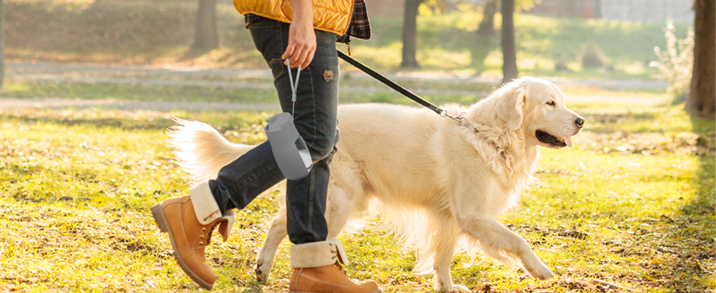 Водяна пляшка для собак на прогулянку 570мл або 350мл: для цуценят, маленьких, середніх та великих собак. Вода в дорогу (Сірий)