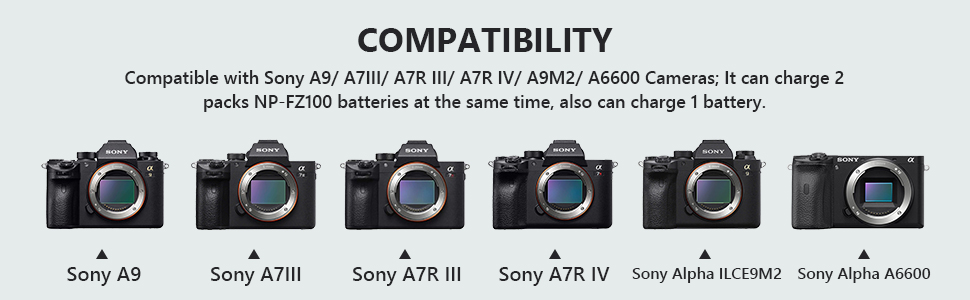 Акумулятор NP-FZ100 та зарядний пристрій 2 шт. з LCD-дисплеєм для камер Sony Alpha A7/A9 серії