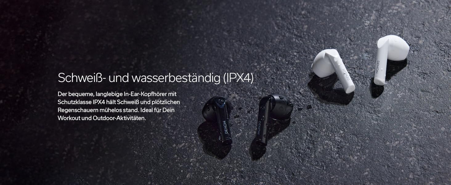 Бездротові навушники Denon AH-C500W - білі, Bluetooth, з мікрофоном, водостійкі