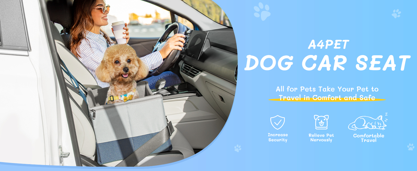 Автокрісло для собак, автокрісло для маленьких собак з ременями, підвищення для собак, складне, блакитне