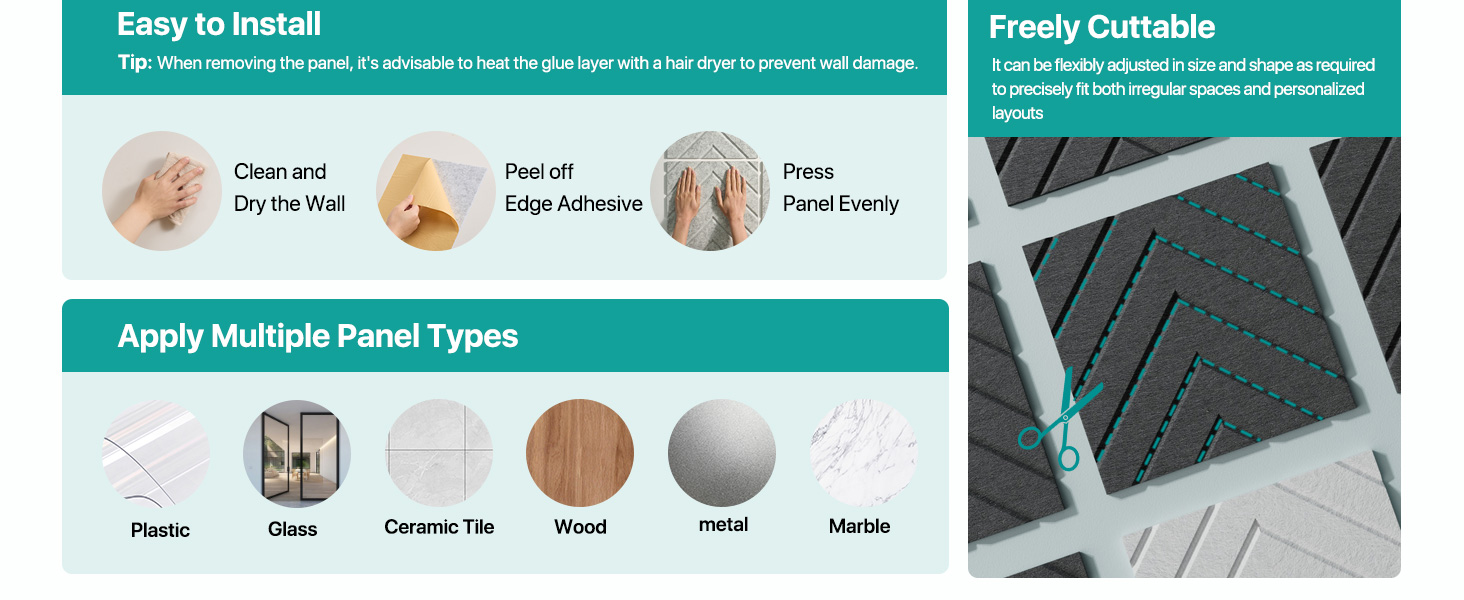 Акустичні панелі Soundsbay самоклеючі з поліестеру для звукоізоляції стін, 30x30x0,9 см, білий колір, 12 шт