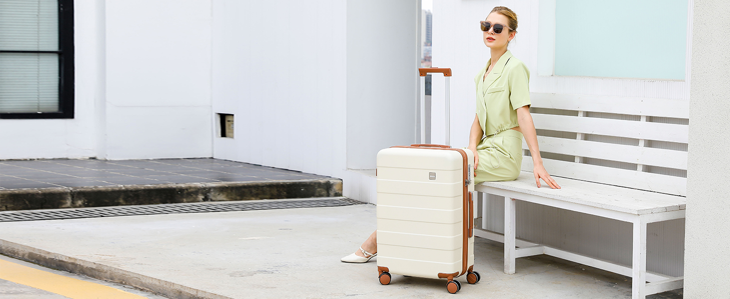 Набір валіз Imiomo 5шт з жорстким корпусом, 4 колеса та TSA-замок (білий)