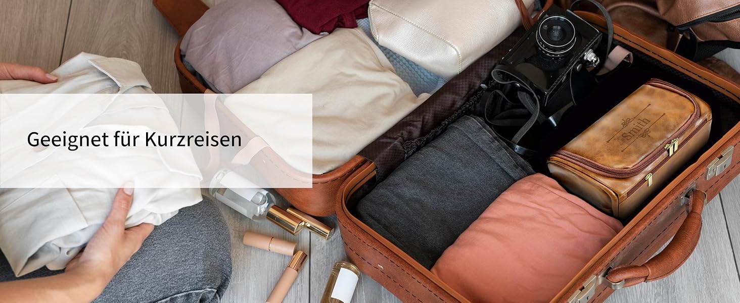 Чоловіча дорожня косметичка Easycosy з лазерним гравіюванням, шкіряна, на блискавці, червоно-коричнева. Ідеальний подарунок для чоловіків, тата, дідуся, колеги.