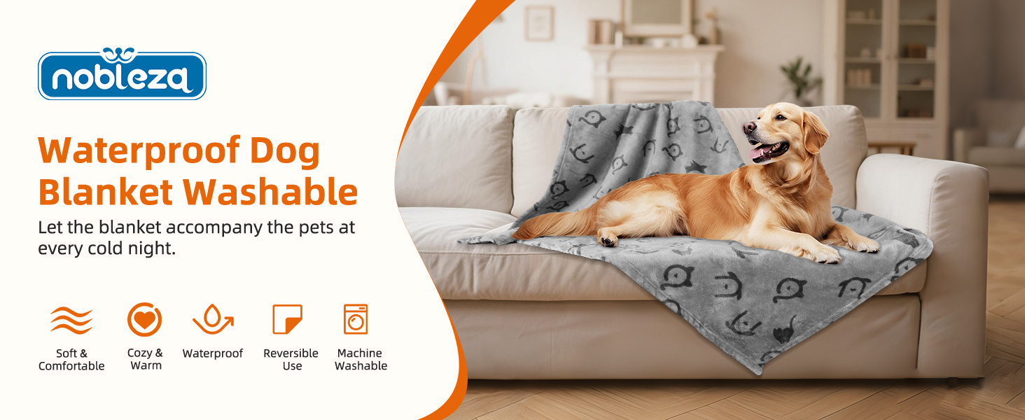 Водонепроникний плед для собак Nobleza XXL (203 x 152 см), м'який та пухнастий, для собак та котів, можна прати в машині, двосторонній чохол для дивану, сірий