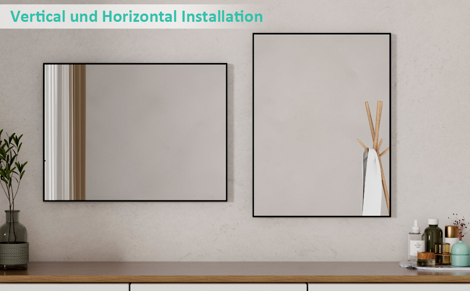 Дзеркало Boromal Spiegel чорне 40x60 см з металевим обрамленням для ванної, туалету, спальні