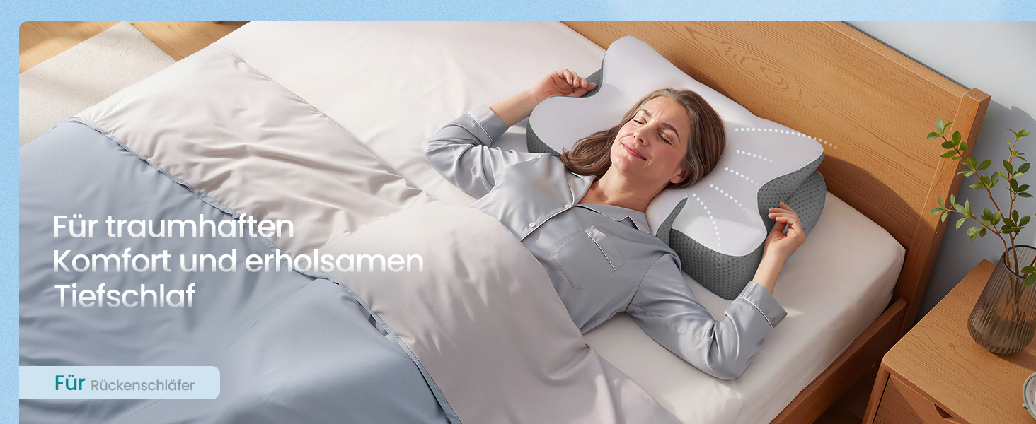 Подушка SONGMICS ергономічна з Memory Foam для сну (біла/сіра), регульована висота, для бокового, спинного та переднього положення