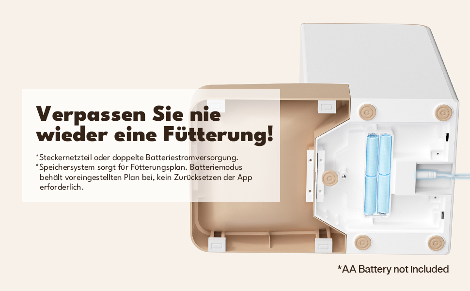 Автоматичний годівниця для котів та собак PetSnowy 4L з Wi-Fi, керування через додаток, подвійне живлення, 3-ох Frische-Lock, 1-10 прийомів їжі на день, Creamweiß (Braun)