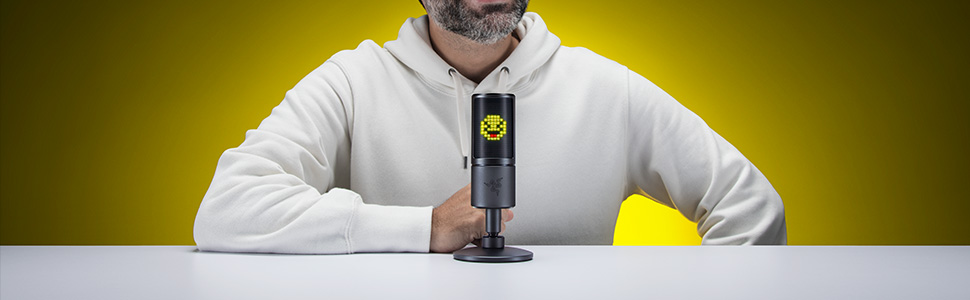 Razer Seiren X для PlayStation – USB конденсаторний мікрофон для стрімінгу PS4/PS5 (чорно-синій). З амортизатором, суперкардіоїда, кнопка вимкнення звуку